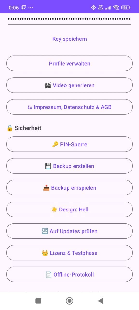 MelanieChat settings with PIN lock and backup